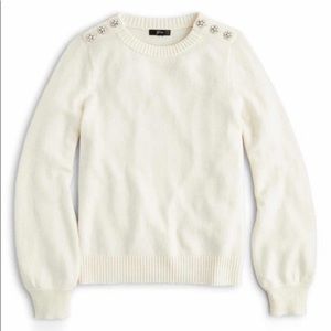 NWT J. Crew Women’s Lambs Wool Ivory Cream Embellished Jeweled Sweater XS